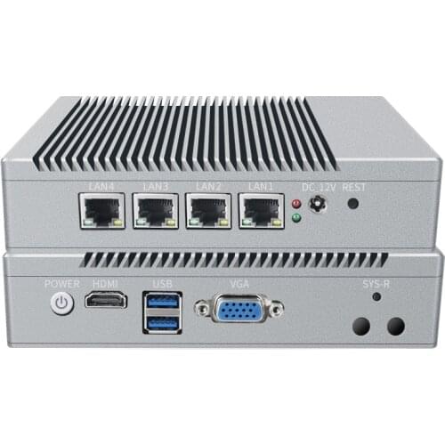 Fanless Mini PC N2840 J1900 CPU 4 Gigabit LAN HDMI VGA Embeded Industrial Computer Soft VPN Firewall WiFi Router for Household