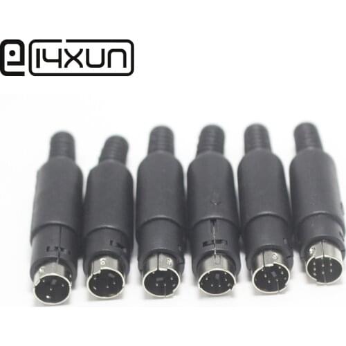 EClyxun 1Pcs Mini 3 4 5 6 7 8 Pin Din Male Plug With Plastic Handle Adapter Soldering Cables DIY Connector