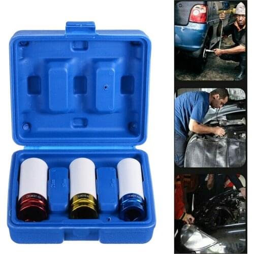 3pcs/Set Sleeves 17/19/21mm Car Tire Protection Sleeves Wall Deep Impact Nut Alloy Wheel Socket Auto Repair Hardware Tools