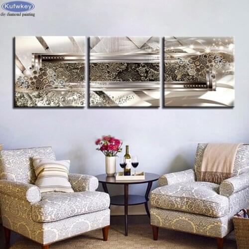 3 Pieces Abstract Painting Wall Art Diamond Embroidery 5D DIY Diamond Painting Mosaic Full Square/Round drill Cross Stitch Kits