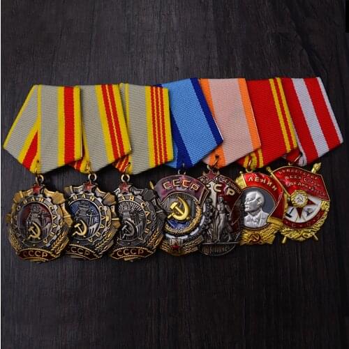 7 Piece Set Soviet Union Medal CCCP Lenin Red Flag Venus Star I II III Level Hero Labor Glory USSR Glorious Honor Metal Badge