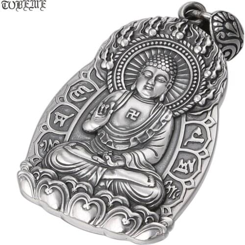 Real 100% 990 Silver Vairocana Buddha Statue Amulet Pendant Vintage Pure Silver Buddhist Buddha Pendant Tibetan Buddha Pendant