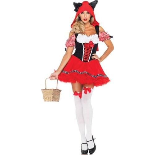 Newly Adult Little Red Riding Hood Costume Sexy Women Halloween Little Red Riding Cosplay Outfits