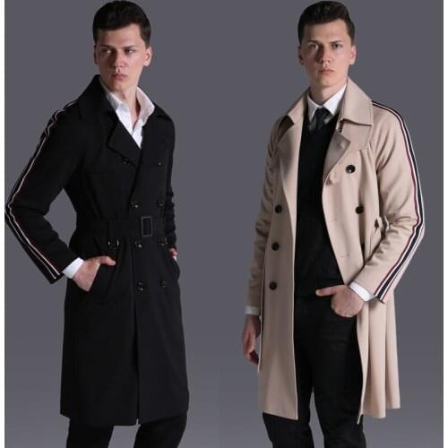 Lu Long Style Men Trench Coat Luxury Double Breasted Ribbon Mens Jackets And Coats Men Windbreaker Plus Size 5XL 6XL