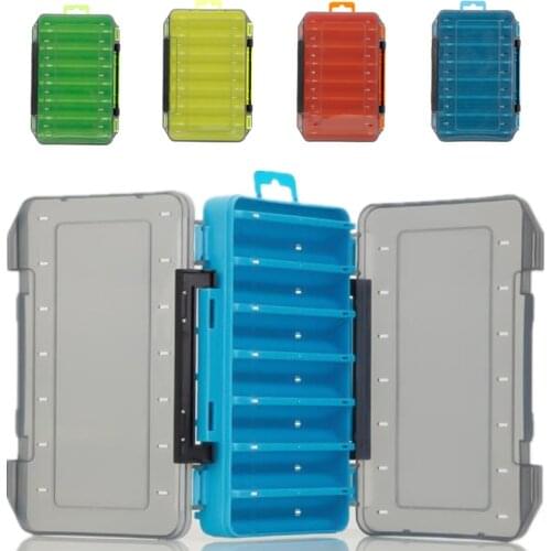 Portable Double-sided Fishing Tackle 14 Grid Lure Bait Storage Box Shrimp Case Tackle Container Accessories