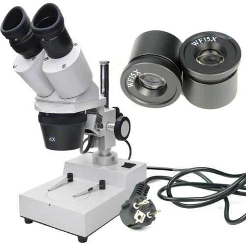 WF15X industry Top Light Binocular Stereo Microscope with Total Magnification 30X 60X for Student Educational Watch Repairing