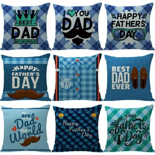 Happy Fathers Day Cushion Cover for Sofa Office Home Decor Throw Pillow Cover Best Dad Gift Car Pillow Case 45x45cm
