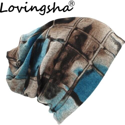 LOVINGSHA Autumn Winter Classcal Design Hats For Men Thin Hat Multifunction Women Skullies Beanies Fashion Feminino Scarf HT115