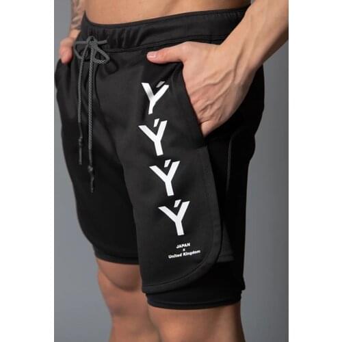 New Sports Shorts Men Fake Two Fitness Casual Running Speed Dry Breathable Training Pants