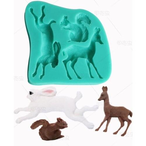 Squirrel deer rabbit Silicone soap Moulds chocolate mold Fondant cake Decorating Tools Baking gateau cupcake toppers patisserie