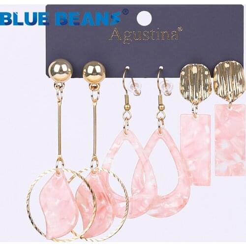 BLUE BEANS Set Earrings For Women Long black Earrings Set acrylic Drop Earrings Fashion Jewelry Dangle Earring Boho Girls 2021