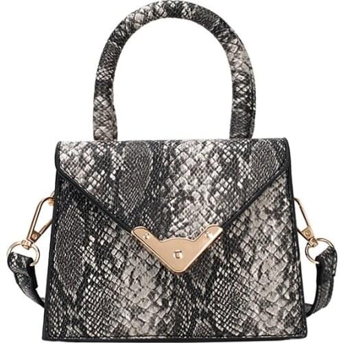 Vintage snake skin pattern Pu leather mini handbags tote bag women shoulder bag
