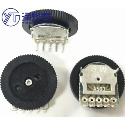 YYT Dial potentiometer 16*2 double dial potentiometer A50K with black wheel potentiometer A503