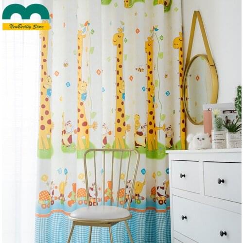 Factory Cartoon Printing Curtains for Childrens Bedroom Living Room Giraffe Little Boys Girls Customized Curtain Drapes Kids