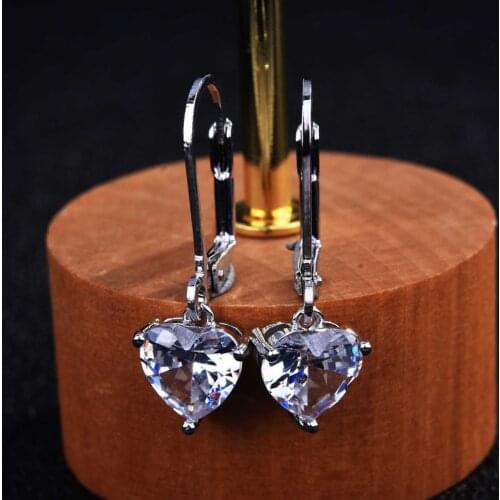 Romantic Heart Drop Earrings Inlay Fashion AAA Cubic Zirconia 925 Silver Jewelry For Women Wedding Statement Valentines Gift