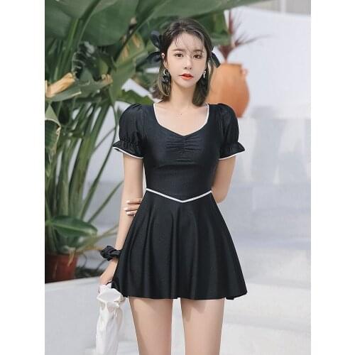 Korean Bathing Suit Women Plus Size Swimwear One Piece Retro Sexy Surfing Swimsuit Push Up Dress Girls Casual ins Belly Vogue