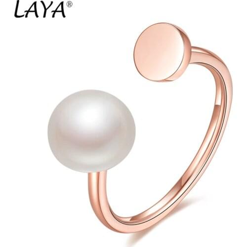 Laya 925 Sterling Silver Fashion Simple Design Natural Freshwater Bread Beads Pearl Ring For Women Fine Jewelry 2021 Trend