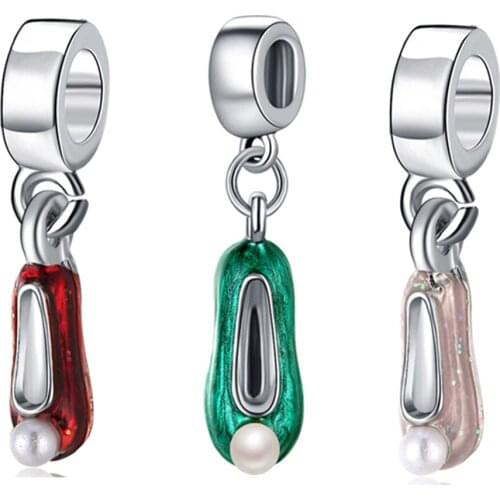 1Pcs New Cute Shoes Bead Pendant Fit Original Pandora Charm Bracelet Women Jewelry Making Gifts