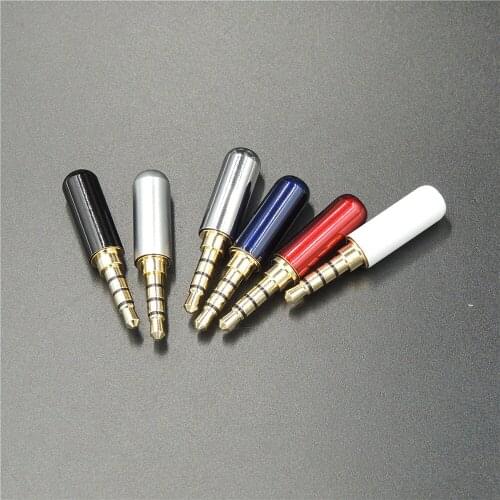 10Pcs Copper 4 Pole 3.5mm Plug Male Headphone Jack with Clip 3.5 mm Audio Connector For 4mm Cable Adapter