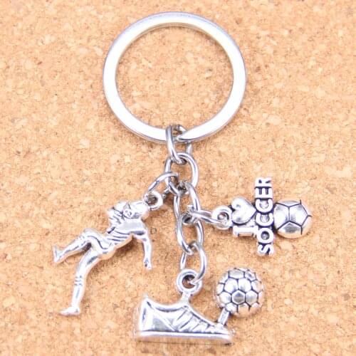 20pcs DIY Keychain 3D football soccer player sporter clothes shoes Pendants Men Jewelry Car Key Chain Souvenir For Gift