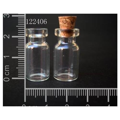 20 pcs 1ml 12x24mm Small Clear Glass Bottle Vial Pendant With Cork and Hook For Wedding Holiday Decoration Christmas Gifts