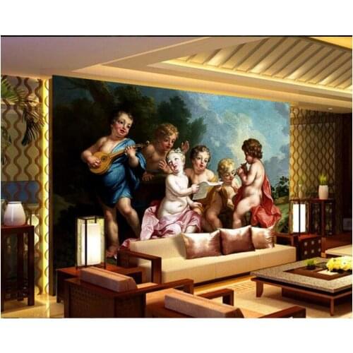 3d wallpaper High-end custom photo HD Childhood Angel Oil Painting Singing Performance 3d wall murals wallpaper for living room