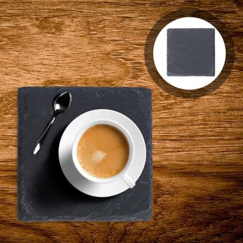 4pcs 10*10CM Natural Slate Drink Coasters Glass Mug Cup Mats Black Drink Cup Pats Table Placemats For Home Kitchen Use