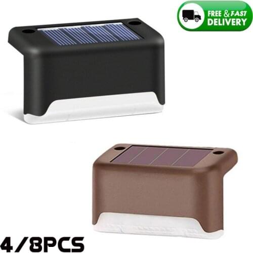 8 PCS Solar Lights Solar Step Lights Outdoor Waterproof Led Solar Stair Fence Lamp Decoration For Patio Stairs Garden Yard