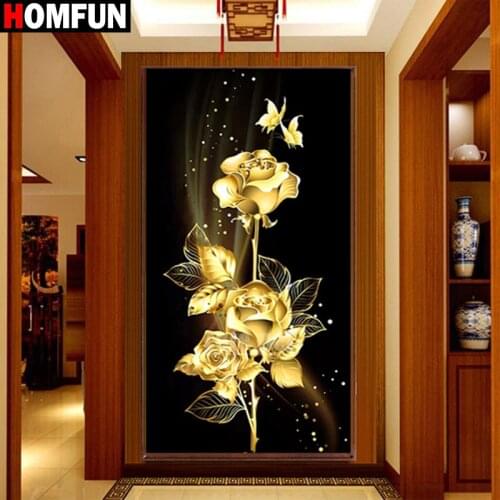 HOMFUN Square Round Drill 5D Diamond Painting Environmental Crafts Full Diamond Embroidery "Flower landscape" Home decor