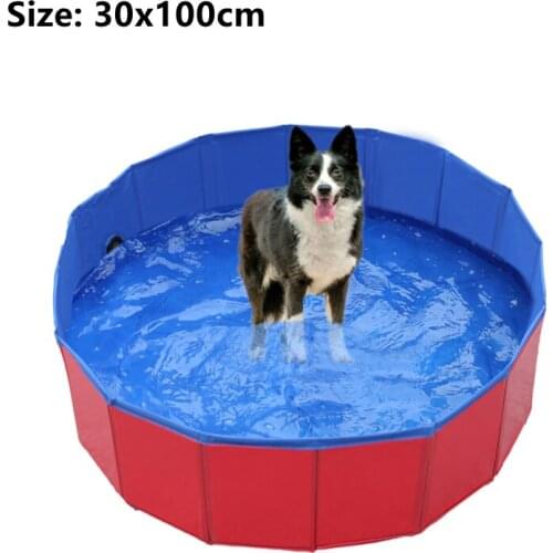 30X100CM Foldable Pet Dog Cat Swimming Pool PVC Washing Pond Dog Tub Bed Large Small Dog Swimming House Bed Summer Pool