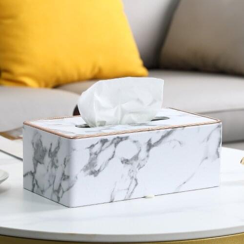 White Tissue Box Rectangle Removable Marble Container Tissue Box Storage Creative Modern Servilletero Tissue Boxes BG50TB