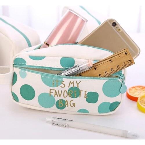 Lovely Letters Pencil Case Canvas Pen Stationery Bag School Student Zipper Pouch Durable canvas material fresh and stylish