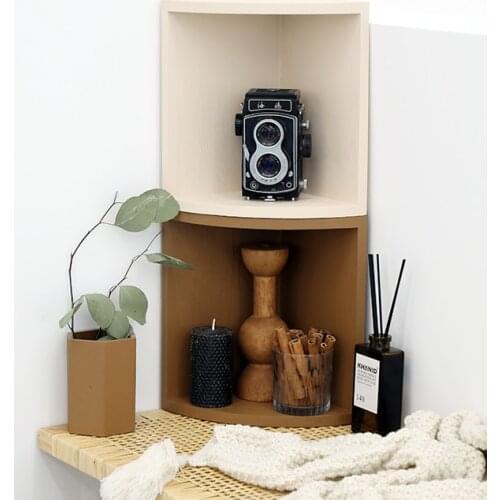 SWEETGO Wood storage racks candle holder tray table decoration accessories Corner shelf book holder Home Storage & Organization