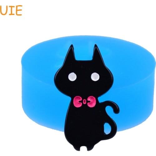 DYL407U 17.4mm Cat with Bow Silicone Mold - Animal Mold Fondant, Cupcake Topper, Resin Jewelry Making, Gum Paste, Candy, Icing