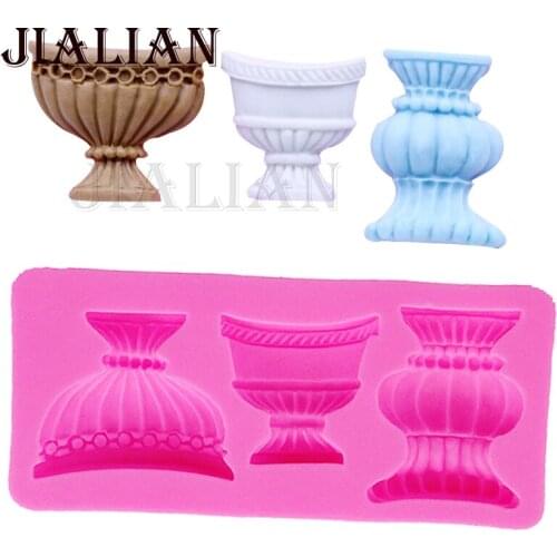European classical flower vase Silicone Mold,Sugar Lollipop Mould, Chocolate Molds, Cake Decoration Tool baking moulds T0303