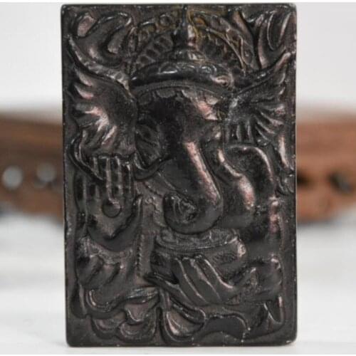 Hongshan culture archaize black iron meteorite elephant god Buddha amulet statue