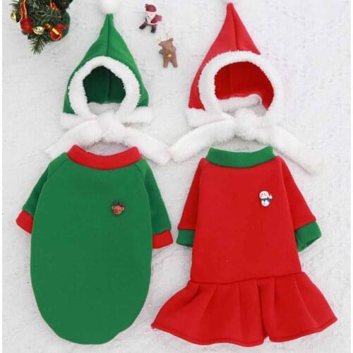 Set Christmas Dog Cat Pet Clothes Warm Fleece with Hat Lovers Set Autumn and Winter Teddy Law Fighting Supplies Dog Clothes