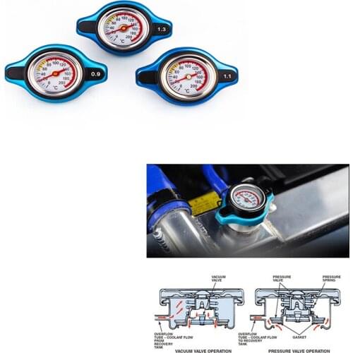 D1 Automobile Water Tank Cover Car Thermostatic Gauge Radiator Cap 0.9 1.1 1.3 Bar Big Head Water Temp Meter