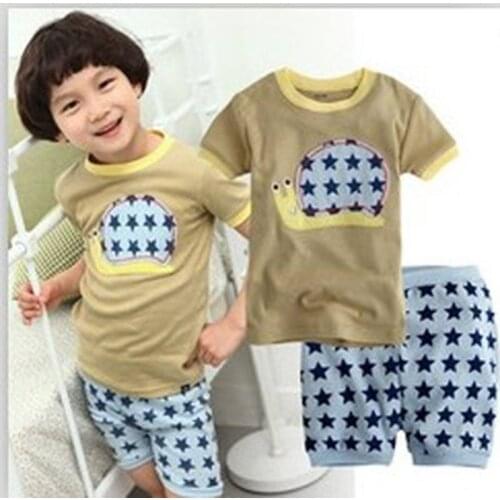 Summer Kids Pajamas Sets Baby Boy Girl Snails Sleepwear Cartoon New Clothes Pijamas Cotton Costume Children Clothing Pyjamas D01