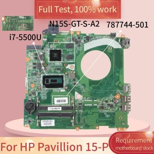 For HP Pavillion 15-P DAY11AMB6E0 787744-501 SR23W i7-5500U N15S-GT-S-A2 Notebook motherboard Mainboard full test 100% work