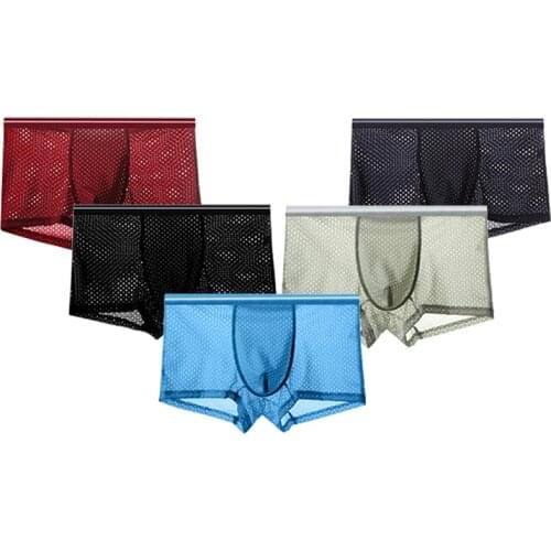 Fashion Underwear Mens Boxer Shorts Mens Mesh Ice Silk Breathable Cool Mens Underwear Shorts