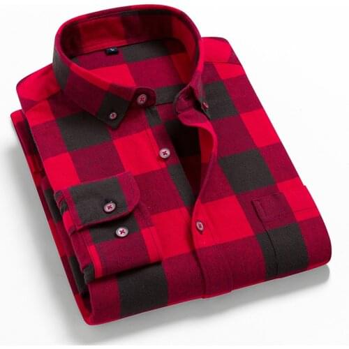 Cotton Flannel Mens Plaid Shirts Autumn Soft Long Sleeved Shirt for Male Comfortable Checked Checkered Overshirt Mens Teenagers