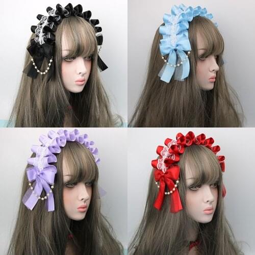 Soft sister Lolita headband lace hairpin lolita sweet daily wild kc bow tiara hair band