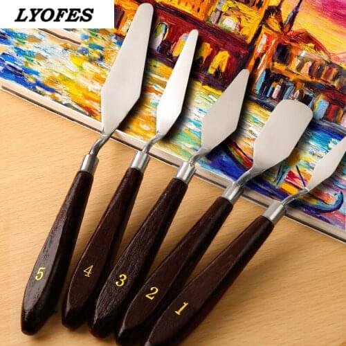5 Pcs Painting Knife Set Stainless Steel Painting Mixing Scraper Artist Oil Painting Palette Knife Spatula Painting Art Drawing
