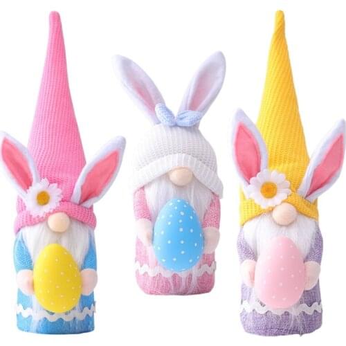 Easter Eggs Bunny Faceless Doll Gnome Handmade Swedish Tomte Rabbit Plush Toys Ornaments Spring Gifts Holiday Home Party Kids