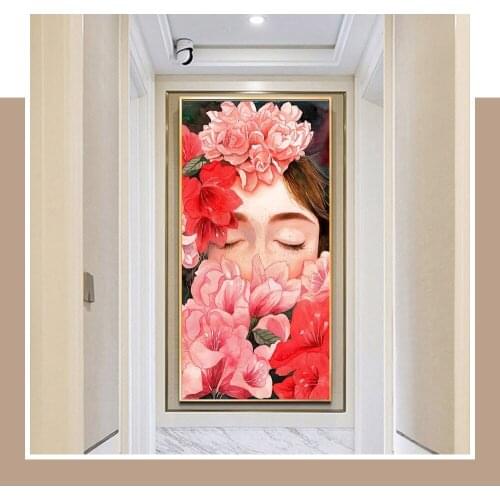 Nordic Modern Style Beautiful Women Surrounded By Flowers Canvas Painting Posters And Prints For Bedroom Living Room Decoration