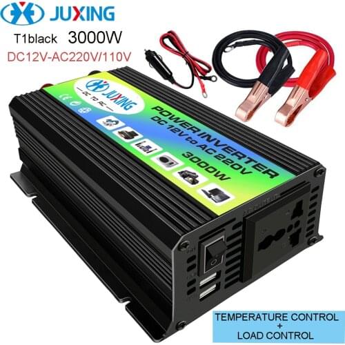 JUXING 3000W Power Converter DC 12V to AC 110V/220V Inverter with Dual USB Ports Use for Vehicle, Home,Outdoor