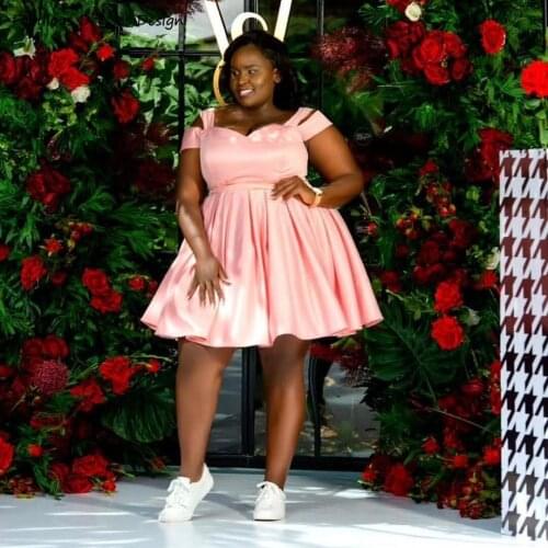 Plus Size Knee Length Cocktail Party Dresses Off Shoulder Sweetheart A Line Homecoming Dress For Black Girls