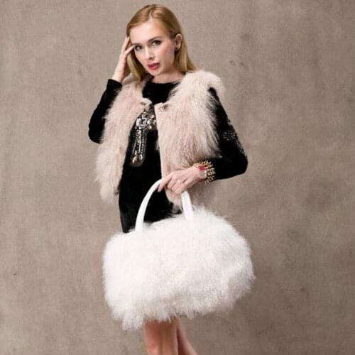 Luxury Real Fur Handbags Women Bags Designer Shoulder Bag High Capacity Real Fur Tote Bag Fashions Runway Handbag Bolsa Feminina