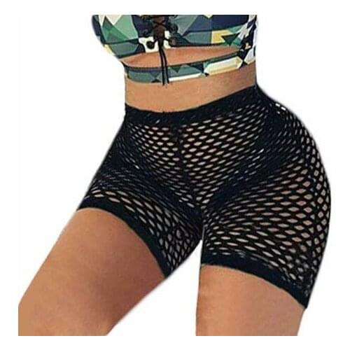 Sexy Woman Shorts See-through Shorts Cover Up Stretch Mesh Fishnet Bottoms Loose Beachwear Swimwear Swimsuit Bathing Suit